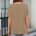 thumbnail image 6 of Women's Textured V Neck Short Sleeve T Shirt Tee Top Loose Relaxed Fit Breathable Lightweight Summer Casual Vacation Fashion | CSEONE,Khaki XL, 6 of 8
