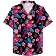 thumbnail image 2 of Camisa SANGTREE Hawaiian de manga corta con botones para mujer, color negro S, 2 of 7