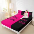 thumbnail image 4 of Homewish Romantic Valentine Twin Sheet Sets for Couple, Hot Pink Splicing Twin Fitted Sheet, Modern Simple Theme Flat Sheet, Super Cozy Room Decor, 3pcs, 4 of 7