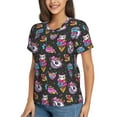 thumbnail image 2 of Xecao Rainbow Unicorn And Cat Icecream for Women's V-Neck T-Shirts-Elegant Half-Sleeve Tops Perfect for Summer-3X-Large, 2 of 5