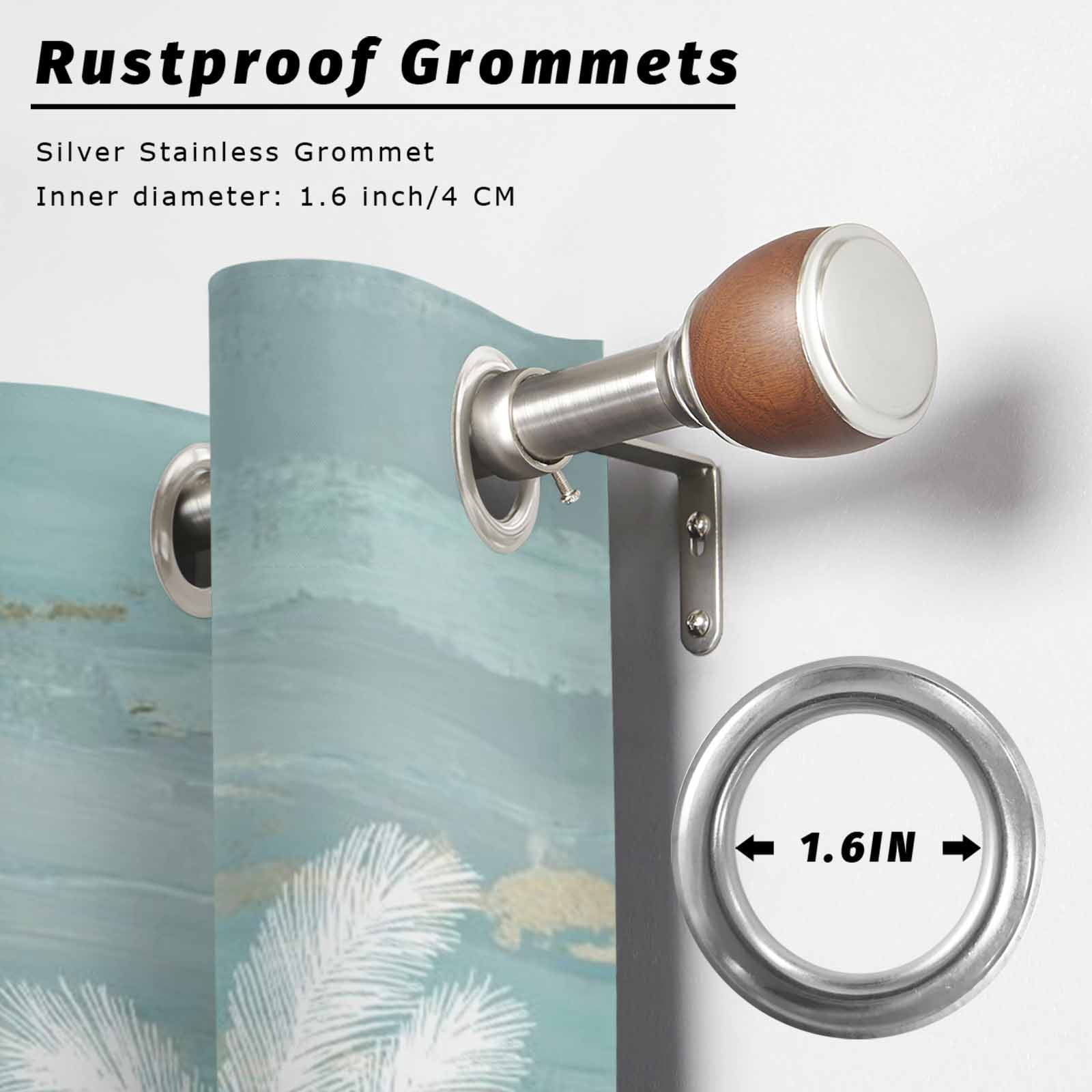 Summer Palm Trees Outdoor Curtains for Patio, Tropical Coastal Rustic Turquoise Abstract Sunshade Privacy Drapes Grommet Waterproof Outside Curtains for Porch/Cabana/Balcony 54"x 108", 1 Panel
