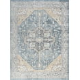 thumbnail image 3 of Traditional 8x10 Area Rug (7'10'' x 10'2'') Medallion Dark Blue, Cream Living Room Easy to Clean, 3 of 8