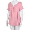 thumbnail image 6 of AOMPMSDX Womens Pajama Sets Button Short Sleeve Sleepwear Set Loungewear Sets Bamboo Tank Shorts Set Casual Sleepwear Set Cozy Nightwear Set Pink Lounge Sets For Women XXL, 6 of 7