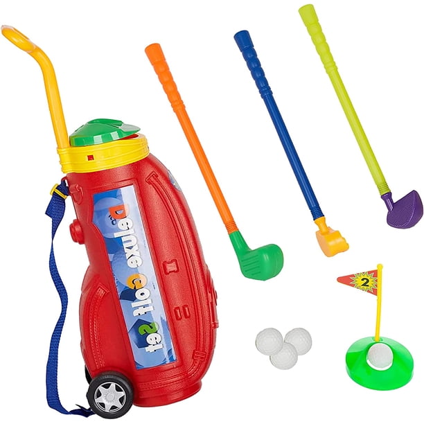 Easy Hit Kid's Toy Golf Clubs Deluxe Set Sport Golf Cart Outdoors