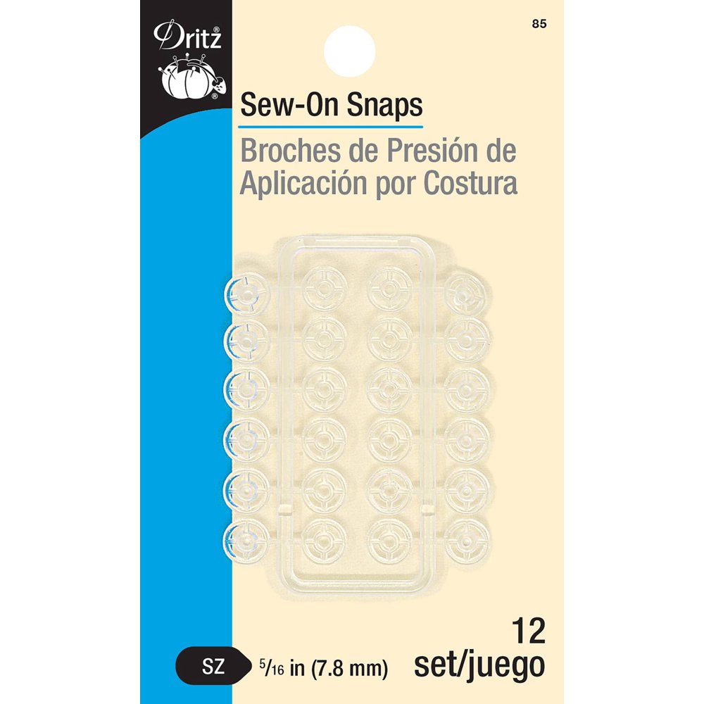 "Clear Nylon SewOn Snaps1/4"" 12/Pkg"