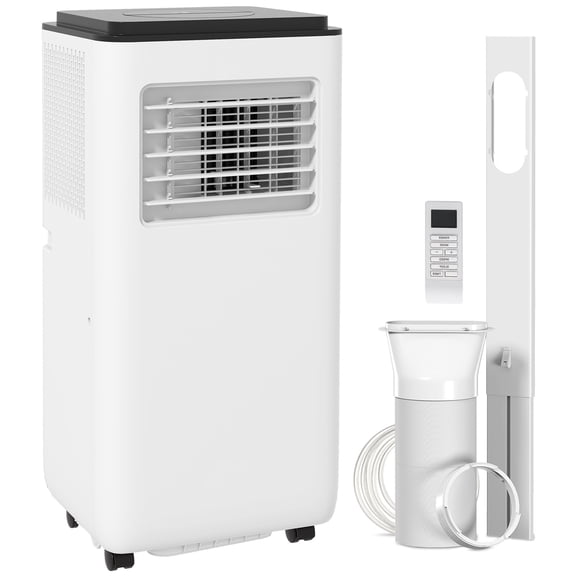Portable Air Conditioner with Window Kit and Remote, Compact Floor Standing AC Unit with Dehumidifier for Home Office Bedroom, White Cooling Appliance