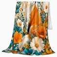 thumbnail image 2 of Alert Red Fox Poppy Daisy Scene in Painterly Floral Style for Woodland Fox Fans, Autumn Botanical Mood, Cozy Flannel Blanket for Bedroom and Reading Nook, Birthday Gift, Nature Home Decor, 2 of 9
