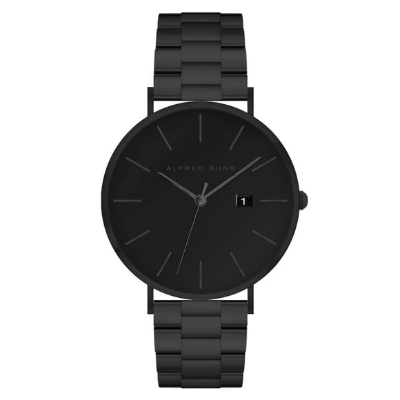 Alfred Sung Metropolitan Date Black Dial & Bracelet Stainless Steel watch