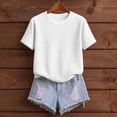 thumbnail image 4 of Knit Short Sleeve Crewneck T Shirt Top for Everyday Casual Wear Textured Yarn Tee Women’s Daily Comfort Shirts for Women Casual, 4 of 5