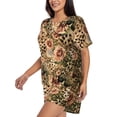 thumbnail image 2 of Fotbe Animal Leopard Print Pajama Set for Women 2 Piece Loungewear Short Sleeve Tops and Shorts Set Soft Sleepwear-Small, 2 of 7