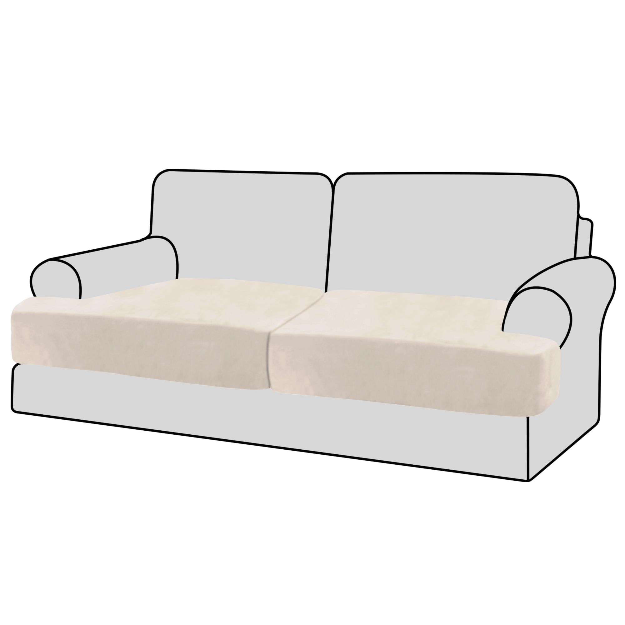 H.VERSAILTEX Velvet Couch Covers Velvet T Cushion Sofa Slipcovers 2 Piece High Stretch Sofa