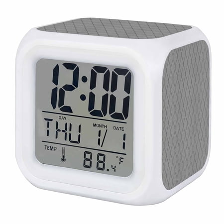 Grey Lattice Geometric Digital Alarm Clock for Bedrooms,Smart LED Alarm Clock with 7 Color Changing photo Grey Lattice Geometric Digital Alarm Clock for Bedrooms,Smart LED Alarm Clock with 7 Color Changing