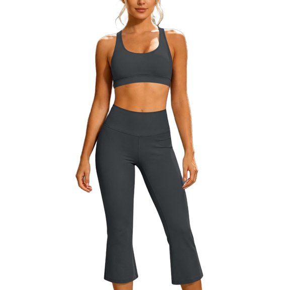 Aofany Two Piece Yoga Sets for Women Workout Outfits for Women 2 Piece Seamless Crop Tank High Waist Yoga Leggings Sets