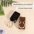 thumbnail image 4 of Timarkment 2pcs Women Elastic Skinny Belt for Dresses Stretch Belt Golden Buckle Coffee Black Belt for Women Ladies Belts, 4 of 7