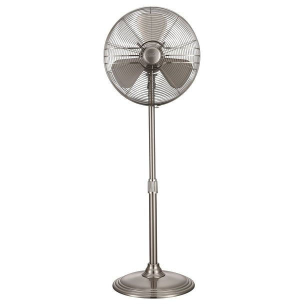 16" Retro Pedestal Fan in Brushed Nickel