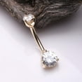 thumbnail image 3 of 14 Karat Gold Brilliant Sparkle Double Prong Belly Button Ring, 3 of 5