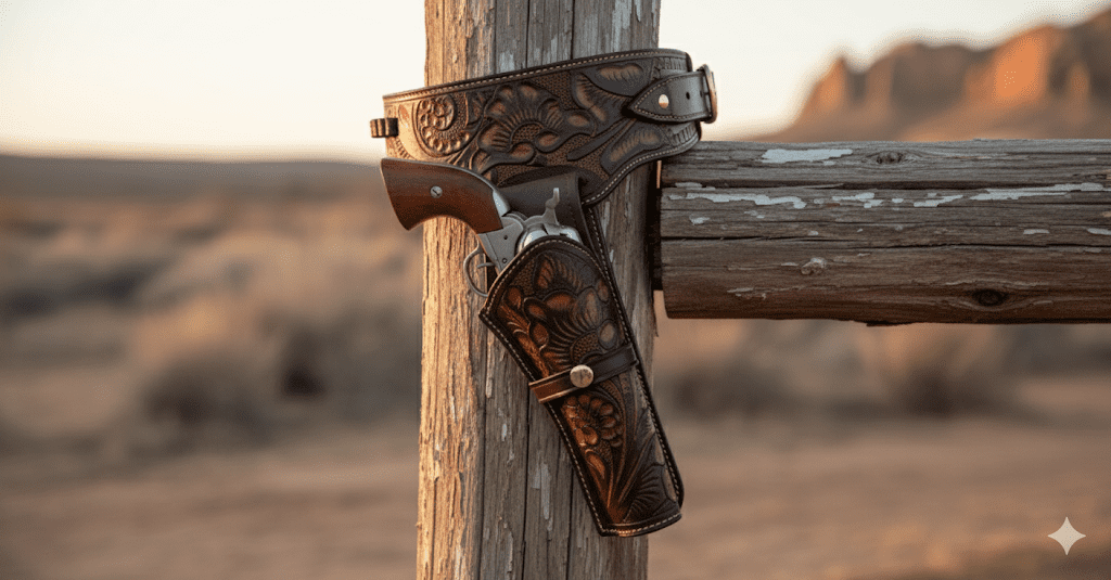 TJAYZ Western Drop Loop Leather Gun Belt and Holster, Right Hand, 44/45 Caliber, BROWN 48"