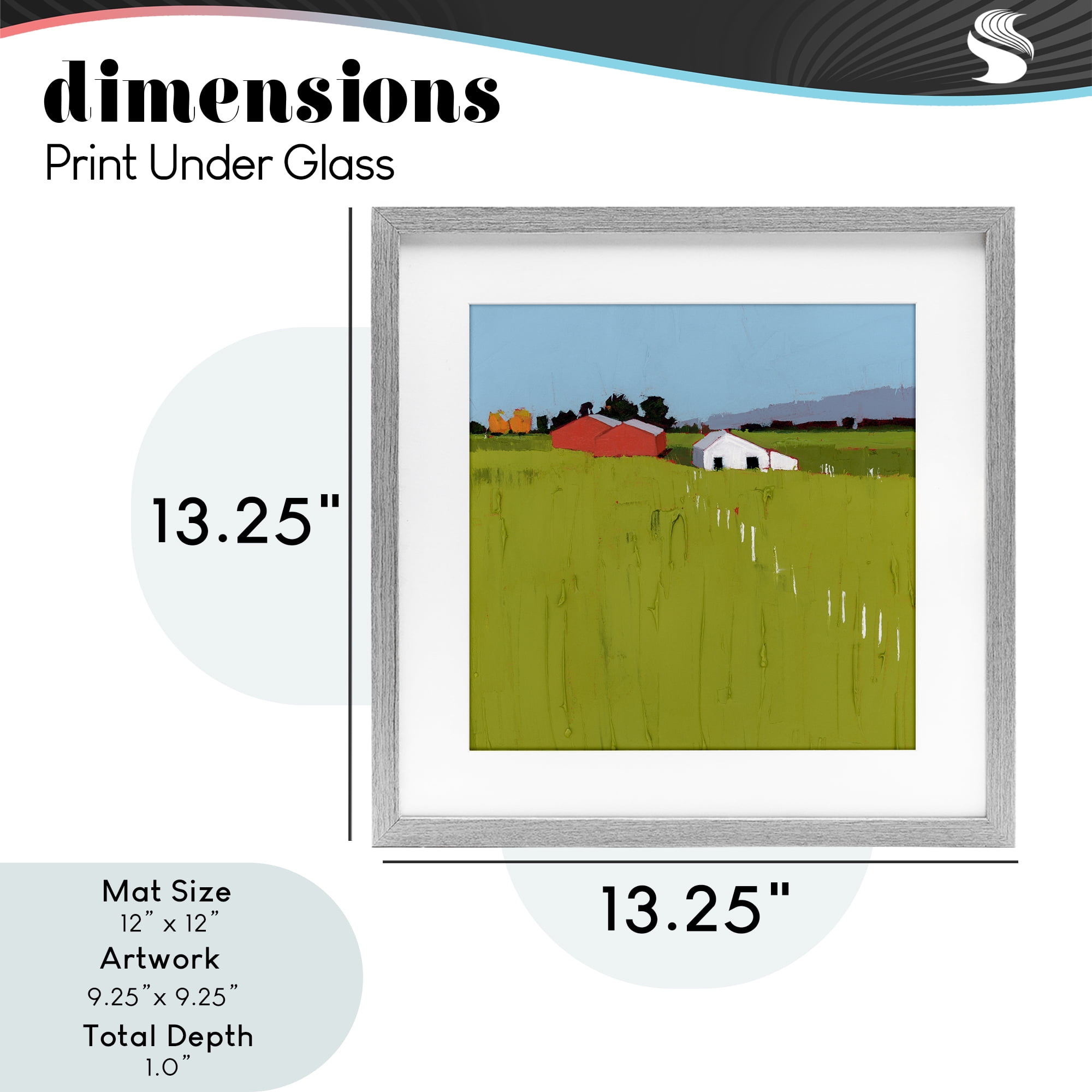 Pastoral Fence Line Gray Framed Print Under Glass, design by Ruth LaGue