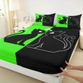 thumbnail image 3 of jejeloiu Black Cat Kitten Full Size Sheets,Pet Animal Lover Bed Sheets,Green Black Sheet Sets For Men Women,Microfiber Bedroom Decor,4pcs, 3 of 7