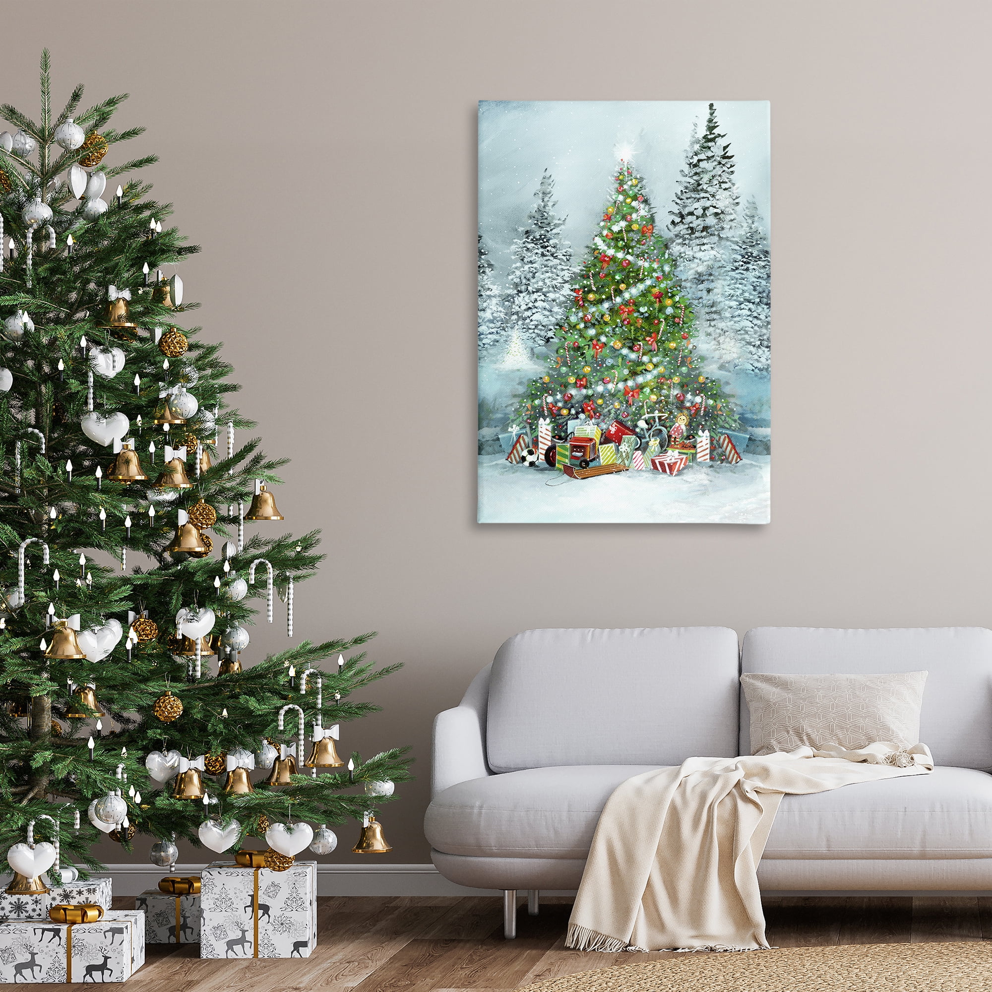 Stupell Industries Mistletoe Kisses Phrase Holiday Painting Gallery Wrapped Canvas Art Prints Wall Art, 30 x 45