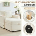 thumbnail image 6 of Muumblus Accent Chair with Storage Ottoman & Side Table, Cozy Lounge Chair with USB, Modern Single Sofa Armchair for Living Room, White Corduroy, 6 of 11