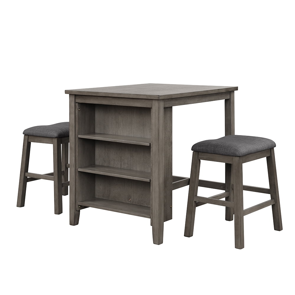3 Pcs Modern Dining Furniture Sets, Wooden Table and 2 Chairs for Kitchen Restaurant