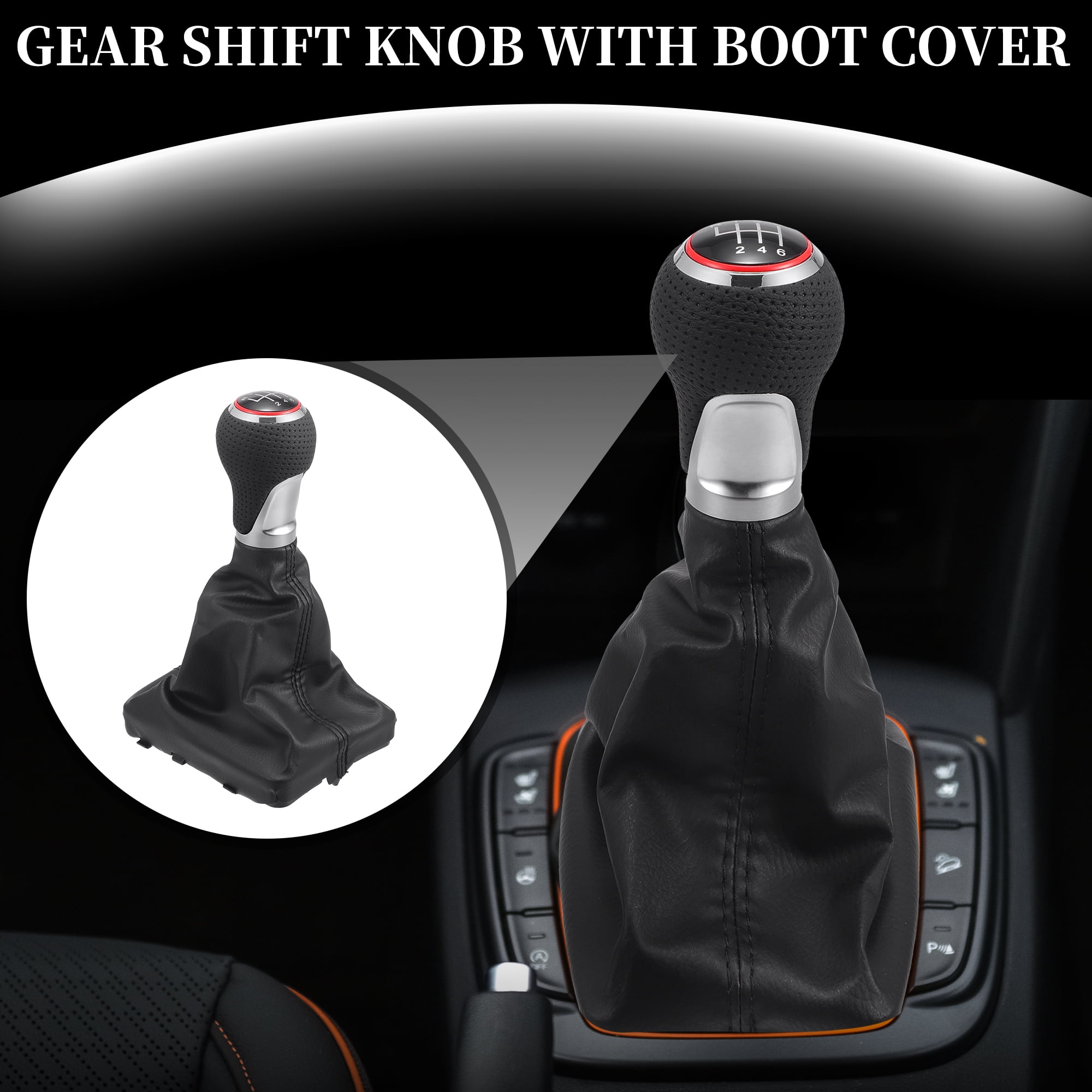 Unique Bargains 6 Speed Manual Gear Shift Knob with Dust Cover - Stick Shifter Knob - for Audi A6 2004-2008 Faux Leather
