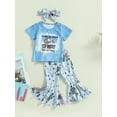 thumbnail image 3 of Bagilaanoe 2pcs Toddler Baby Girl Long Pants Set Print Short Sleeve T Shirt Tops + Leopard Flare Trousers 6M 12M 18M 24M 3T 4T Kids Casual Outfits, 3 of 9