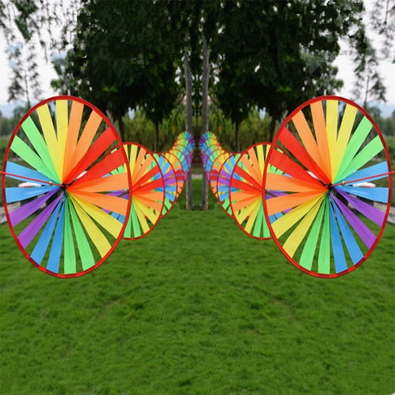 MLINS Colorful Turntable Windmill Outdoor Decoration String Rope Pinwheel for Children and Garden  Multi Cloth