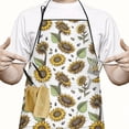 thumbnail image 2 of White Sunflower Seed Pattern Apron-Garden Aprons for Women with Pockets-Cotton Linen Waterproof Kitchen Cooking Gardening Aprons Adjustable for Kitchen,Cooking,BBQ and Salon 33x27 Inch, 2 of 7