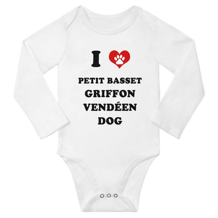 

I Heart Petit Basset Griffon Vendéen Dog Cute Baby Long Rompers Baby Long Clothes (White 3-6 Months)