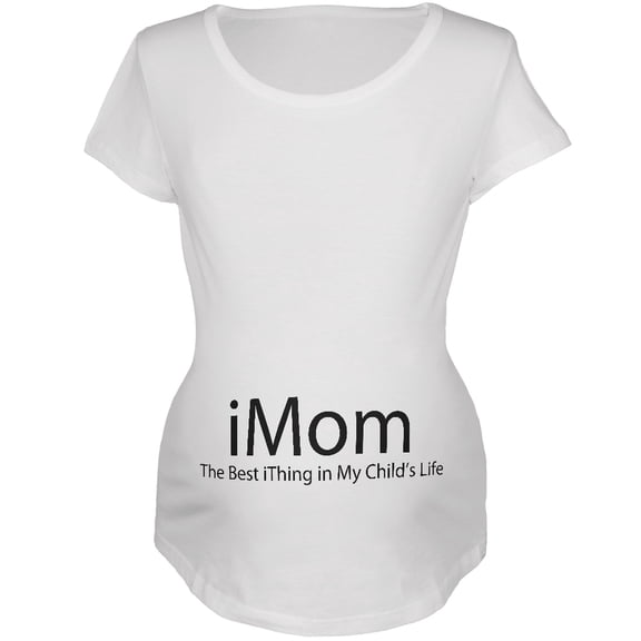 Mother's Day - iMom funny Geek White Maternity Soft T-Shirt - Large