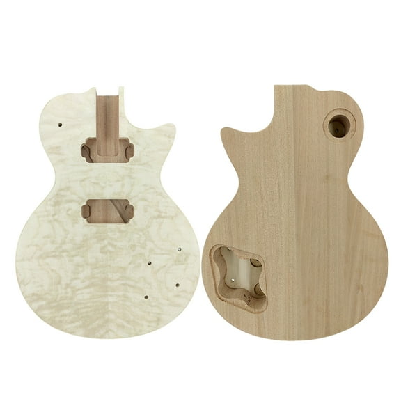 DIY Quilted Maple Cap Electric Guitar Body Unfinished Mahogany Wood Set in Heel
