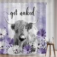 thumbnail image 4 of Western Cow Shower Curtain, Purple Daisy Floral Flowers and Butterfly on Country Wooden Shower Curtain for Bathroom, Funny Farmhouse Grey Highland Cow Bathroom Accessories, 4 of 5