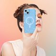 thumbnail image 5 of Designed for iPhone 15 Magnetic Phone Case,Compatible with Mag-safe,Cute Curly Wave Frame Design,Sparkly Bling Glitter Shockproof Anti-fall Rugged Transparent Phone Case,Blue, 5 of 7