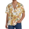 thumbnail image 2 of Picia Groovy Hippie Flower Mushrooms Men's Linen Shirts Short Sleeve Cuban Beach Shirts Casual Shirts Button Down Shirt for Men Beach Summer Wedding Shirt-Large, 2 of 7