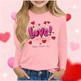 thumbnail image 4 of Girls Long Sleeve Crew Neck T-Shirt - Blue Valentine's Day Love Heart Graphic Tee for Girls 3-13Y, Soft Polyester Spandex Machine Washable,Size 7-8 T, 4 of 4
