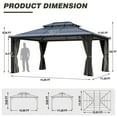 thumbnail image 4 of GARTOO 12 Ft. x 16 Ft. Hardtop Gazebo Outdoor Double Polycarbonate Roof Steel Frame Gazebo with Netting & Curtains, Gazebos for Patio, Backyard, Deck and Lawn, 4 of 9