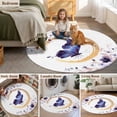 thumbnail image 6 of Butterfly Round Living Room Rugs 7 ft, Watercolor Purple Butterfly Floral Leaf Washable Area Rug with Non-Slip Sturdy Edge Binding Round Carpet for Kitchen Office Bedroom, 6 of 9