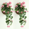 thumbnail image 4 of Artificial Hanging Plant, Fake Hanging Vines Begonia Leaf Plants with Silk Flower for Home Wedding Wall Patio Room Decor, 4 of 8