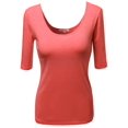 thumbnail image 1 of FashionOutfit Women's Basic Solid Scoop neck Various Color Short Sleeve Tee Top, 1 of 3