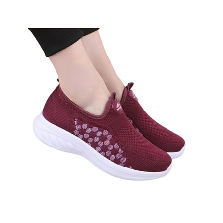 

Crocowalk Womens Walking Shoe Slip On Flats Sneakers Women Casual Shoes Travel Lightweight Mesh Sneaker Red 7.5