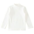 thumbnail image 4 of Mepaouo Boys Girls Long Sleeve Shirts Kids Turtleneck Pullover Toddler Basic Tees Tops T-Shirts White 2-3 Years, 4 of 5