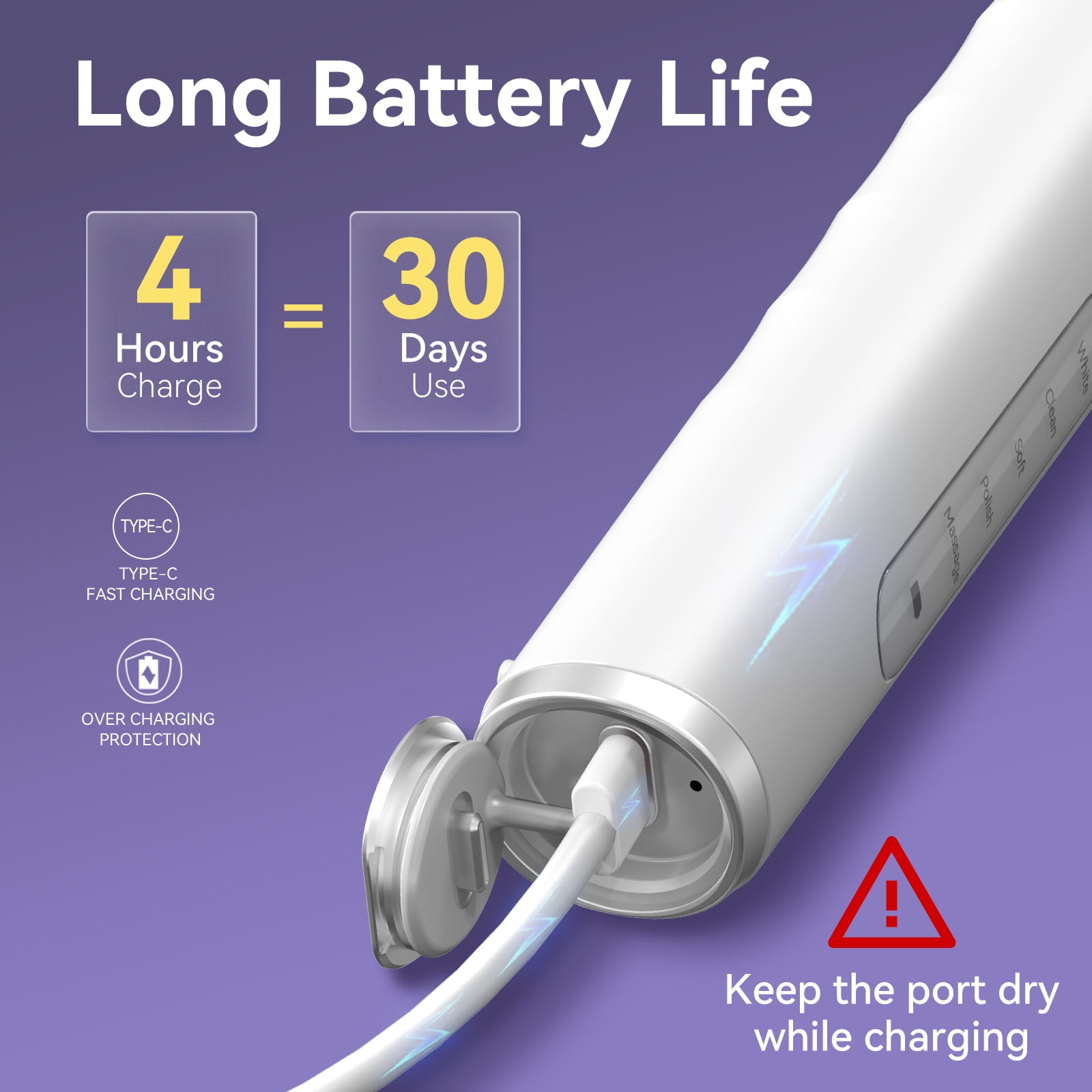SEAGO Rotating Electric Toothbrush for adult, 8 Brush Heads,  5 Cleaning Modes, 2 Mins Timer, SG-2603 (White)