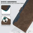 thumbnail image 3 of ELEHOLD Folio Wallet for iPhone 12 Pro Max Case,Synthetic PU Leather Built-in Credit Card Slots RFID Blocking Flip Kickstand Function Full Protection Shockproof Case for iPhone 12 Pro Max, Brown, 3 of 9