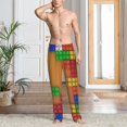 thumbnail image 2 of Gukieu Colorful Building Blocks A Print Men's Home Trousers, Elastic Drawstring Home Pajamas Clothing Suitable for Adult Men-XX-Large, 2 of 6