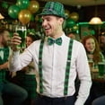 thumbnail image 4 of Alaiyaky 3 Pcs St Patricks Day Costume Accessories Set Includes Irish Plaid Green Elastic Suspenders Bow Tie Plaid Hat for Irish Party Decor, 4 of 7