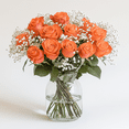 thumbnail image 2 of Two Dozen Orange Roses with Baby's Breath and Greenery- Fresh Flower Delivery, 2 of 4