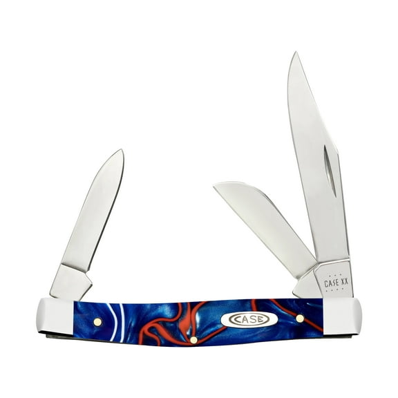 Case Medium Stockman Pocket Knife 2.42" Clip, Sheepfoot, and Pen Tru-Sharp Mirror Polished Blade Kirinite Handle Patriotic