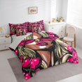 thumbnail image 2 of Castle Fairy Black Girl King Bedding 7pcs,Fruit Cherry King Bed in a Bag,Pink Black,Grey Reversible, 2 of 7